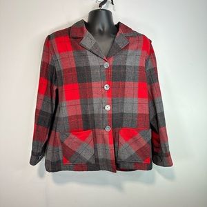 Pendleton Red and Gray Plaid Button Down Shirt